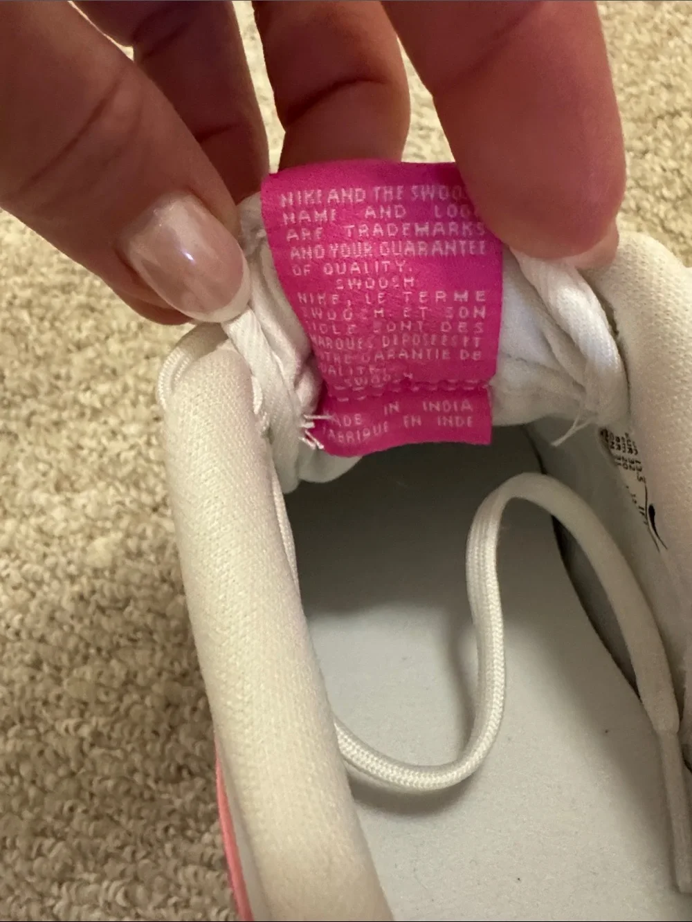 Nike Kids White and Hot Pink Sneakers